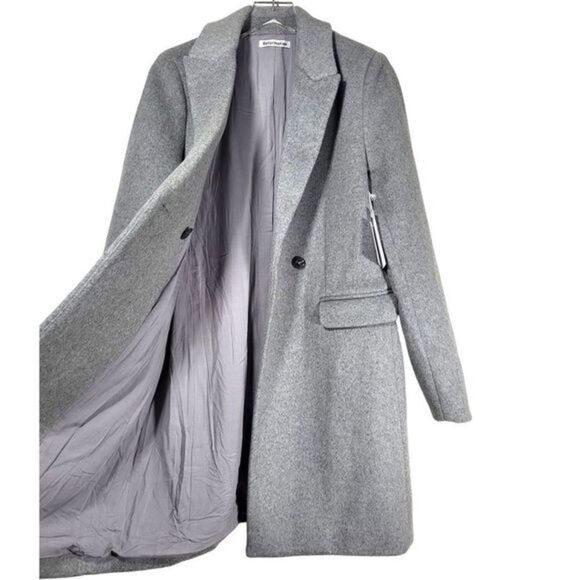 NWT Reformation Cumberland Wool Blend Double Breasted Coat in Grey - Picture 7 of 16